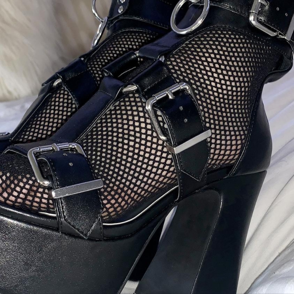 Midnight Mood Buckle Platform Heels